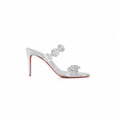 CHRISTIAN LOUBOUTIN JUST JEWEL 85 MM SANDALS-TPU AND LAMINATED CALF LEATHER-CRYSTAL-WOMEN 1250134S338
